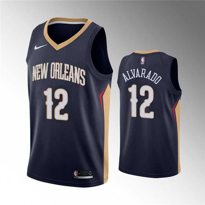 Men's New Orleans Pelicans #12 Jose Alvarado Navy Icon Edition Stitched Jersey Dzhi